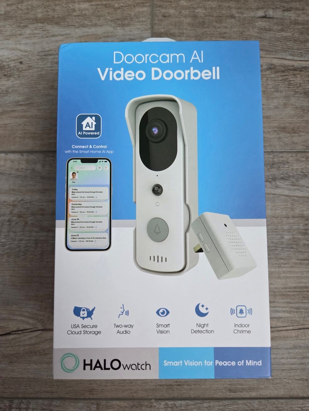 HALOwatch Doorcam AI Video Doorbell - Brand New Smart Security Wireless Chime